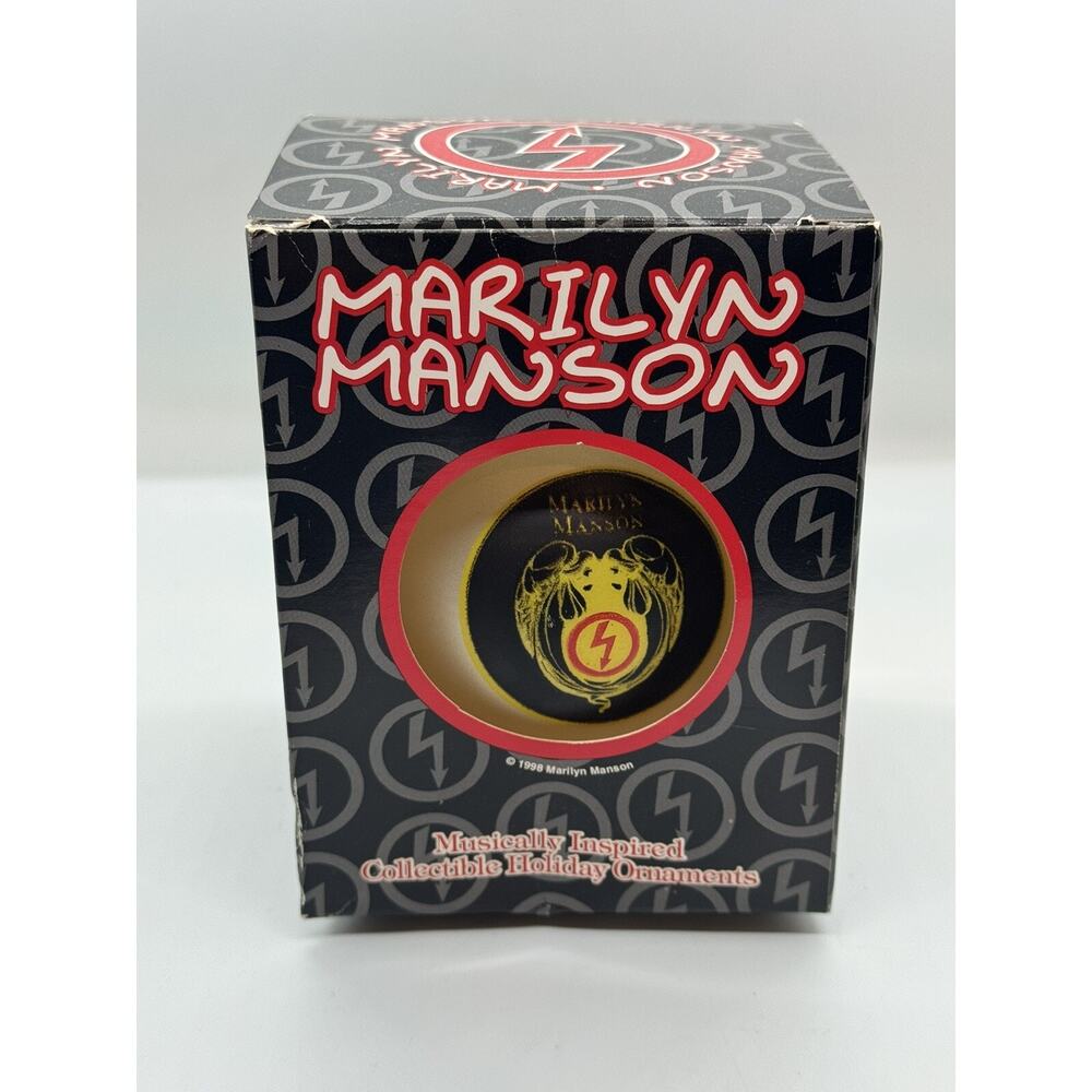 Marilyn Manson Glass Christmas Ornament Remix Repent 1998 Winterland Winged Logo